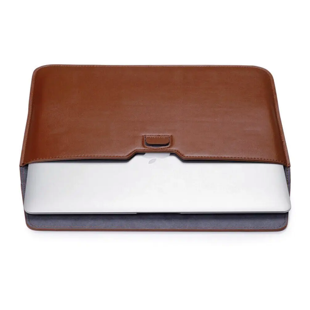 Чехол PU Sleeve Case для MacBook Air 13 коричневый силиконовый защитный аксессуар для хранения и переноски - Фото 4 Чехол PU Sleeve Case для MacBook Air 13 коричневый силиконовый защитный аксессуар для хранения и переноски - изображение 4