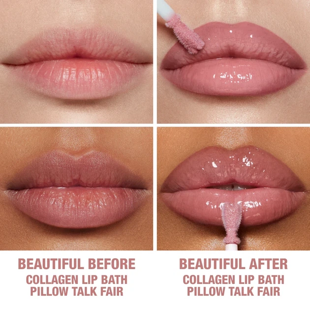 Колагеновий блиск для губ Charlotte Tilbury Collagen Lip Bath Gloss відтінок Pillow Talk Fair 7.9 мл - Фото 4 Колагеновий блиск для губ Charlotte Tilbury Collagen Lip Bath Gloss відтінок Pillow Talk Fair 7.9 мл - зображення 4