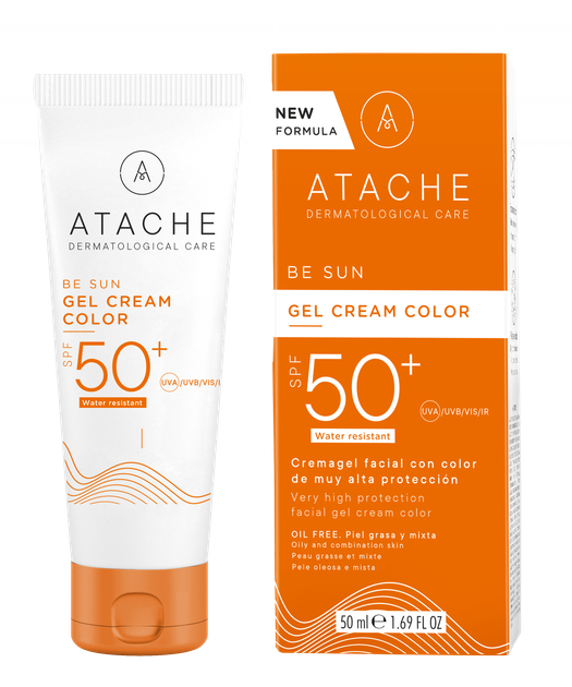 Atache Be Sun Gel Cream Color SPF50 + Омолоджувальний сонцезахисний крем-гель з тоном, 50мл - Фото 1 Atache Be Sun Gel Cream Color SPF50 + Омолоджувальний сонцезахисний крем-гель з тоном, 50мл - изображение 1