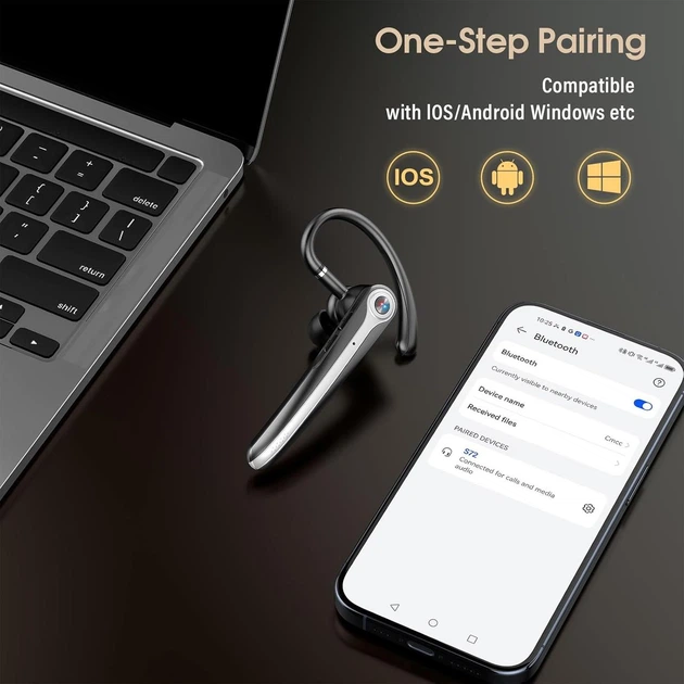 Bluetooth-гарнітура S72 з мікрофоном ENC, Bluetooth 5.4 Чорний - Фото 2 Bluetooth-гарнітура S72 з мікрофоном ENC, Bluetooth 5.4 Чорний - зображення 2