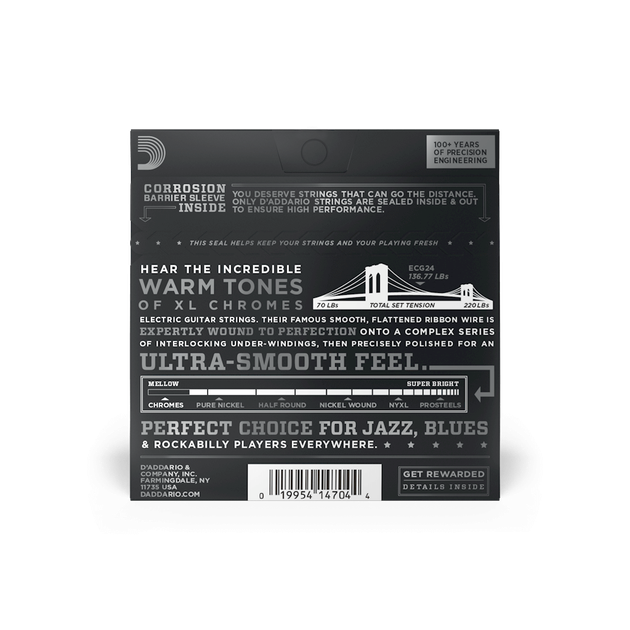 Струны для электрогитары DʼADDARIO ECG24 XLChromes Jazz Light (11-50) - изображение 4