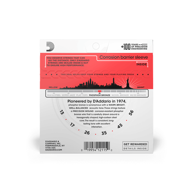 Струни для акустичної гітари DʼADDARIO EJ17 Phosphor Bronze Medium (13-56) - Фото 3 Струни для акустичної гітари DʼADDARIO EJ17 Phosphor Bronze Medium (13-56) - зображення 3