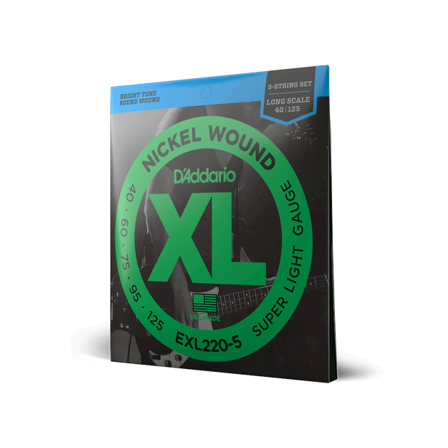 Струны для бас-гитары DʼADDARIO EXL220-5 XL Nickel Wound Bass Super Light 5-String (40-125) - Фото 2 Струны для бас-гитары DʼADDARIO EXL220-5 XL Nickel Wound Bass Super Light 5-String (40-125) - изображение 2