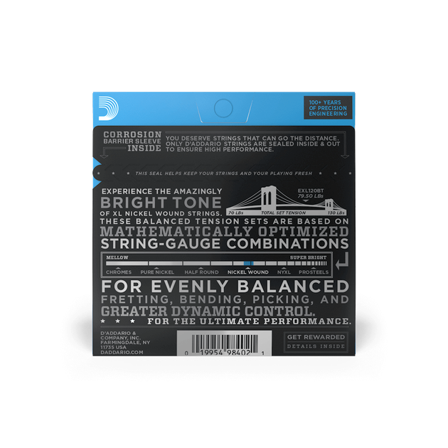 Струны для электрогитары DʼADDARIO EXL120BT XL Nickel Wound Balanced Tension Super Light (09-40) - изображение 3