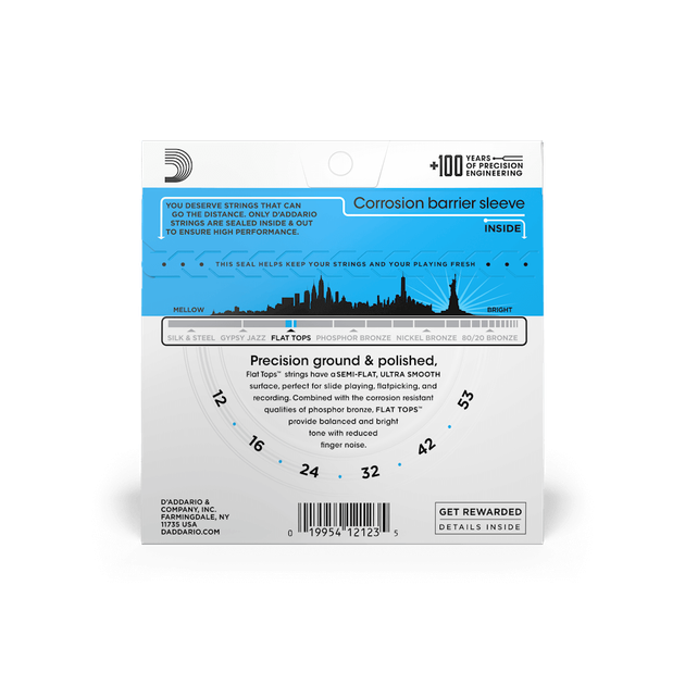 Струны для акустической гитары DʼADDARIO EFT16 Flat Tops Phosphor Bronze Light (12-53) - Фото 3 Струны для акустической гитары DʼADDARIO EFT16 Flat Tops Phosphor Bronze Light (12-53) - изображение 3