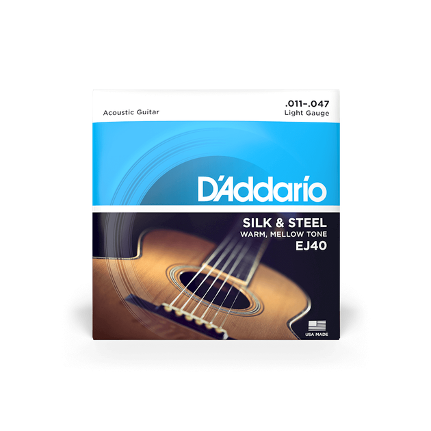 Струни для акустичної гітари DʼADDARIO EJ40 SILK & Steel Folk REGULAR Light (11-47) - Фото 1 Струни для акустичної гітари DʼADDARIO EJ40 SILK & Steel Folk REGULAR Light (11-47) - зображення 1