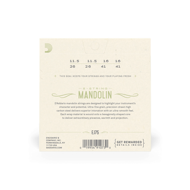 Струны для мандолины DʼADDARIO EJ75 Mandolin Phosphor Bronze Medium/Heavy (11.5-41) - Фото 2 Струны для мандолины DʼADDARIO EJ75 Mandolin Phosphor Bronze Medium/Heavy (11.5-41) - изображение 2