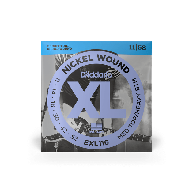 Струны для электрогитары DʼADDARIO EXL116 XL Nickel Wound Medium Top/Heavy Bottom (11-52) - Фото 2 Струны для электрогитары DʼADDARIO EXL116 XL Nickel Wound Medium Top/Heavy Bottom (11-52) - изображение 2