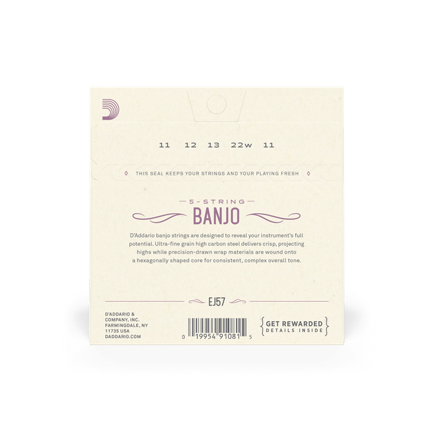 Струны для банджо DʼADDARIO EJ57 Banjo Nickel Plated Steel Custom Medium (11-22) - изображение 2