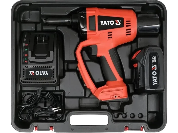 Заклепочник акумуляторний безщітковий YATO 18 В 2.0 А·год YT-82955 - Фото 6 Заклепочник акумуляторний безщітковий YATO 18 В 2.0 А·год YT-82955 - зображення 6