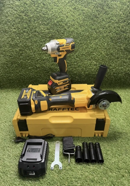 Набір акумуляторного інструменту Krafftec Germany PRO DCF600 20В 2 акумулятори + DCG413 бездротовий шуруповерт кутова шліфмашина для домашніх та професійних робіт з кейсом та зарядним пристроєм - изображение 2