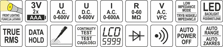 Мультиметр клещи YATO цифровой с LCD-дисплеем и чехлом YT-73092 - изображение 6