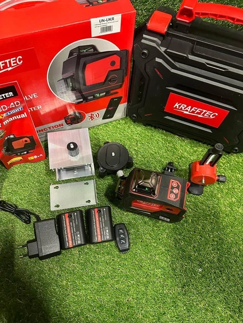 Лазерний рівень Krafftec PREMIUM 16x360° зелений промінь професійний лазерний рівень для будівництва та ремонту з LCD-дисплеєм Bluetooth дистанційним управлінням та кейсом - изображение 8