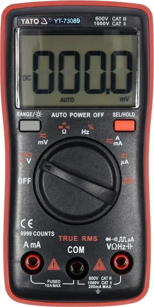 Мультиметр цифровой YATO TRUE RMS LCD диапазон 19999 YT-730893 - изображение 2