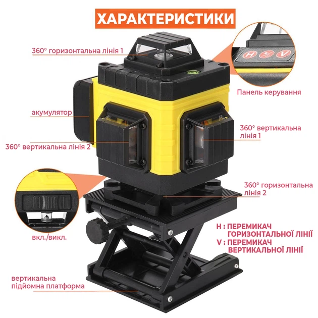 Лазерний рівень 4D нівелір зелений Професійний від P.I.T. з 16 лініями для будівельних робіт 2 акумулятори потужний промінь у комплекті кейс пульт штатив жовтий - Фото 5 Лазерний рівень 4D нівелір зелений Професійний від P.I.T. з 16 лініями для будівельних робіт 2 акумулятори потужний промінь у комплекті кейс пульт штатив жовтий - изображение 5