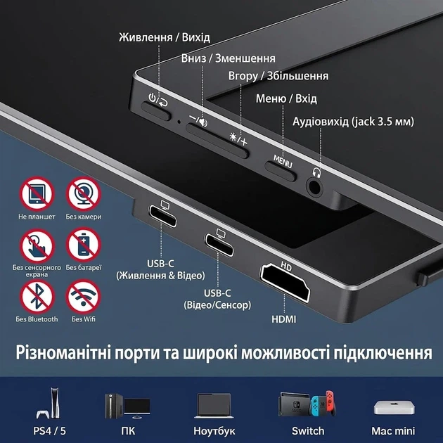 Монитор портативный 15.6" Cocopar Y156FH7S Full HD IPS 60 Гц (102168896) - Уценка - Фото 2 Монитор портативный 15.6" Cocopar Y156FH7S Full HD IPS 60 Гц (102168896) - Уценка - изображение 2