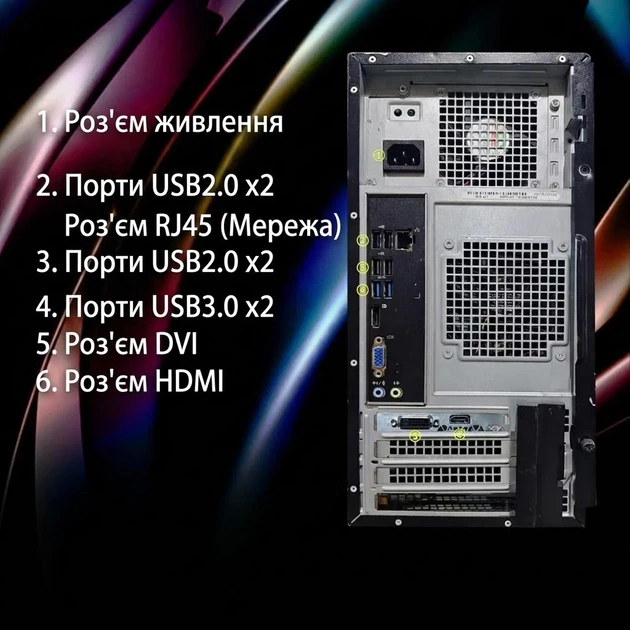 Компьютер Dell Gaming PC / Intel Core i5-4570 / RAM 16GB / SSD 512GB / AMD Radeon RX 550 / 1 x HDMI / LAN / Wi-Fi 5 / Bluetooth 5 / Windows 11 / Черный (101954520) - Уценка - изображение 4