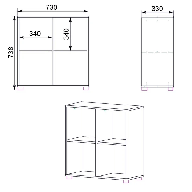 Шкаф книжный открытый Компанит КШ-22 Бук (73×33×74 см) - изображение 2