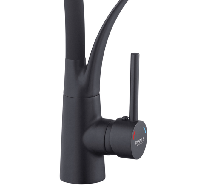 Змішувач для кухні Kroner Ersel SCH03393BLK, чорний, з гнучким виливом - зображення 4