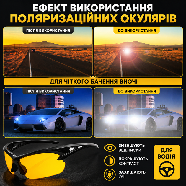 Жёлтые очки ночного видения для водителей YW-93 (JDT-0850531) - изображение 5