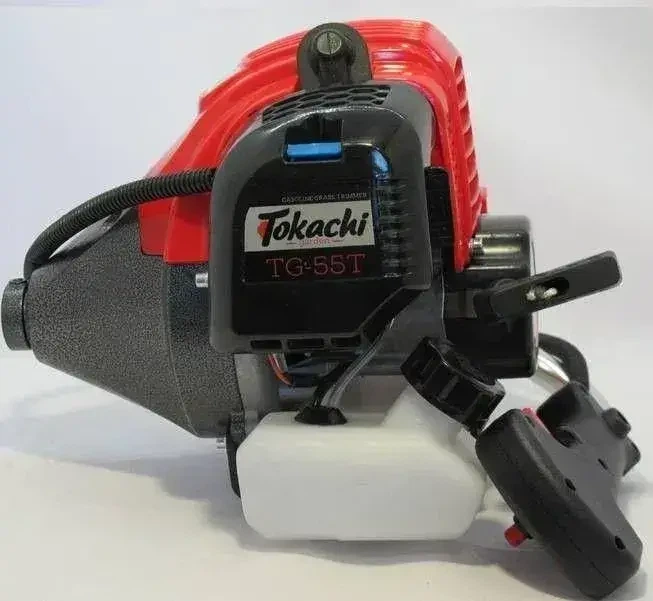 Бензиновая мотокоса Tokachi TG-55T садовый бензотриммер с двигателем 55 см³ бензокоса с 3 ножами и катушки с леской косилка с шириной скашивания до 415 мм. - изображение 4