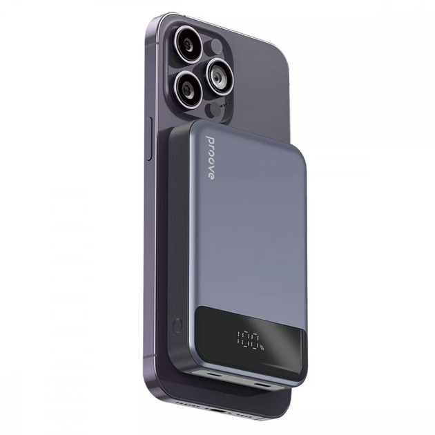 Повербанк с MagSafe 10000mAh 20W Proove Hoodman Magnetic с беспроводной зарядкой (PBH120010003) - Фото 1 Повербанк с MagSafe 10000mAh 20W Proove Hoodman Magnetic с беспроводной зарядкой (PBH120010003) - изображение 1