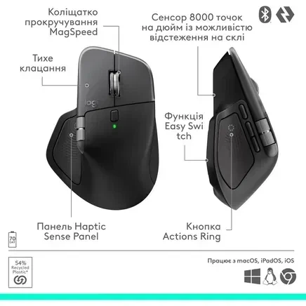 Миша Logitech MX Master 4 for Mac Space Black (910-007577, 910-007575) - Фото 14 Миша Logitech MX Master 4 for Mac Space Black (910-007577, 910-007575) - зображення 14