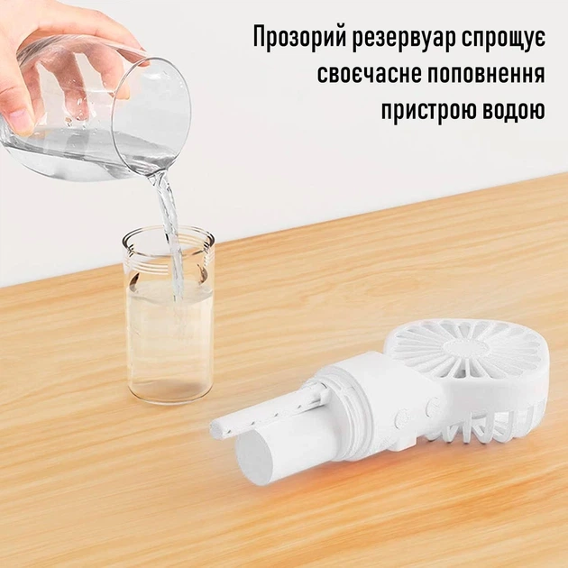 Ручной портативный вентилятор с распылением воды увлажнитель на аккумуляторе EHF-12 белый - Фото 2 Ручной портативный вентилятор с распылением воды увлажнитель на аккумуляторе EHF-12 белый - изображение 2