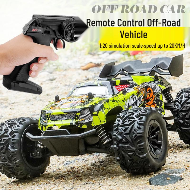 Машинка на радиоуправлении Monster Truck 1:20 4WD, RC монстр-трак, внедорожник на пульте, полный привод, аккумулятор, детская машинка - изображение 5