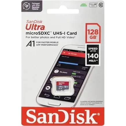 Карта пам'яті SanDisk 128 GB microSDXC UHS-I Ultra A1 + SD adapter (SDSQUAB-128G-GN6MN) - зображення 2