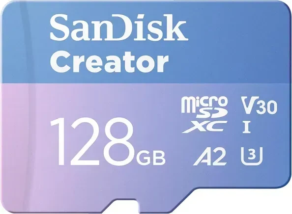 Карта пам'яті SanDisk 128 GB microSDXC UHS-I U3 V30 A2 Creator (SDSQXAA-128G-GN6MS) - Фото 1 Карта пам'яті SanDisk 128 GB microSDXC UHS-I U3 V30 A2 Creator (SDSQXAA-128G-GN6MS) - зображення 1