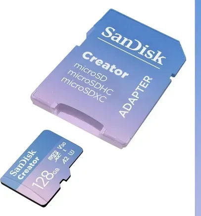 Карта пам'яті SanDisk 128 GB microSDXC UHS-I U3 V30 A2 Creator (SDSQXAA-128G-GN6MS) - Фото 2 Карта пам'яті SanDisk 128 GB microSDXC UHS-I U3 V30 A2 Creator (SDSQXAA-128G-GN6MS) - зображення 2