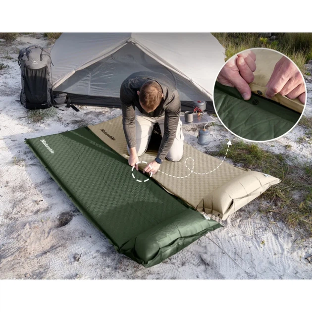 Коврик самонадувающийся Naturehike с подушкой CNK2450WS020 100мм Beige - изображение 2