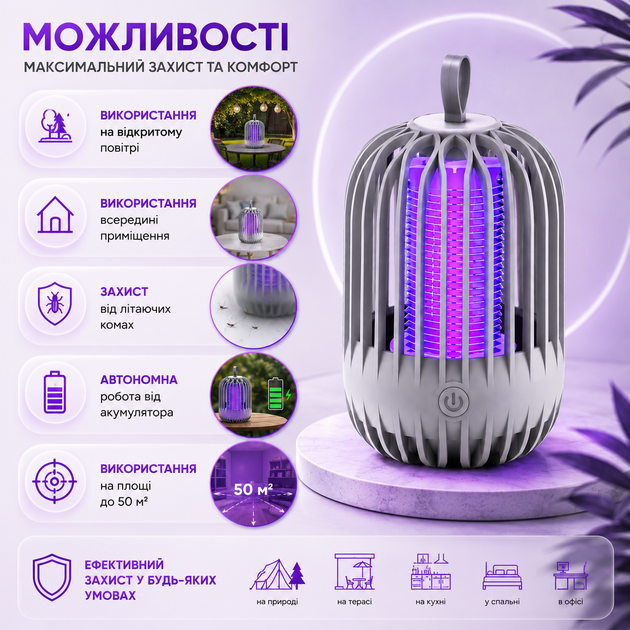 Лампа для уничтожения насекомых аккумуляторная BG-004 - Фото 7 Лампа для уничтожения насекомых аккумуляторная BG-004 - изображение 7