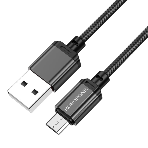 Кабель BOROFONE BX87 USB-A to Micro 2.4A (1m) Black - Фото 1 Кабель BOROFONE BX87 USB-A to Micro 2.4A (1m) Black - зображення 1