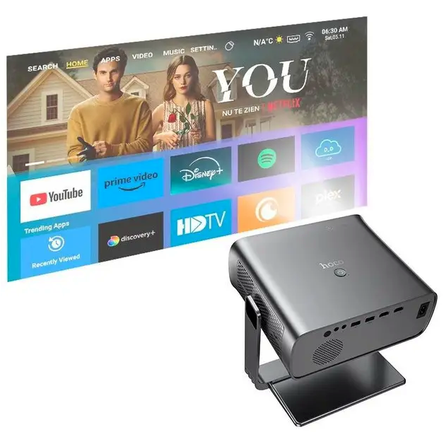 Умный проектор Hoco DT5 1080P для домашнего кинотеатра и бизнес-презентаций с WiFi Bluetooth фокусировкой - Фото 2 Умный проектор Hoco DT5 1080P для домашнего кинотеатра и бизнес-презентаций с WiFi Bluetooth фокусировкой - изображение 2