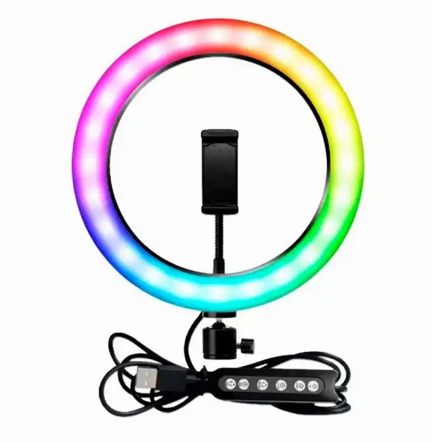 Кольцевая лампа LED RGB 30 см для фотографов и видеоблогеров с пультом управления для профессионального освещения - зображення 2