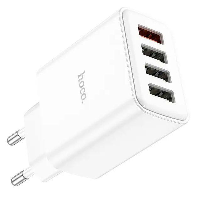 Сетевое зарядное устройство HOCO C102A 28.5W 4 порта для смартфонов и планшетов с быстрой зарядкой QC3.0 белое - Фото 1 Сетевое зарядное устройство HOCO C102A 28.5W 4 порта для смартфонов и планшетов с быстрой зарядкой QC3.0 белое - изображение 1