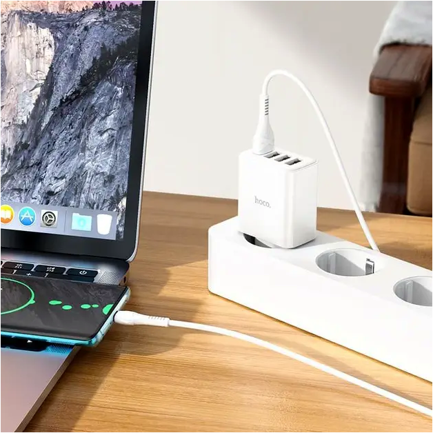 Сетевое зарядное устройство HOCO C102A 28.5W 4 порта для смартфонов и планшетов с быстрой зарядкой QC3.0 белое - Фото 5 Сетевое зарядное устройство HOCO C102A 28.5W 4 порта для смартфонов и планшетов с быстрой зарядкой QC3.0 белое - изображение 5