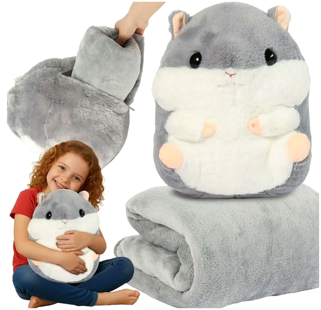 Одеяло-игрушка 3в1 плед 105×200 см подушка для дома серый Kruzzel KT3145 - Фото 2 Одеяло-игрушка 3в1 плед 105×200 см подушка для дома серый Kruzzel KT3145 - изображение 2