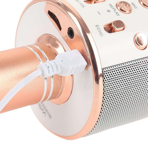Бездротовий караоке-мікрофон Wster WS-858 з Bluetooth та динаміком — рожеве золото - зображення 4