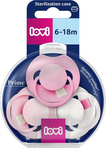 Пустышка силиконовая динамическая Lovi Prime 6–18 месяцев 3 шт Peony Pink (34/455) - Фото 1 Пустышка силиконовая динамическая Lovi Prime 6–18 месяцев 3 шт Peony Pink (34/455) - изображение 1
