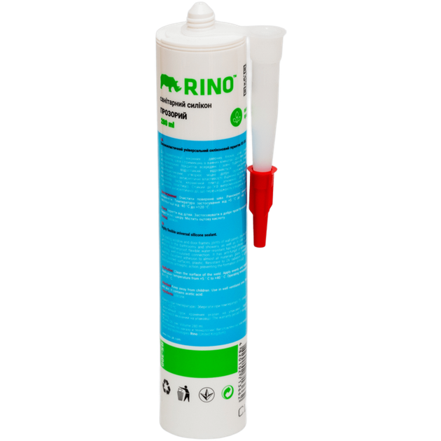 Санітарний силіконовий герметик Rino (Прозорий RS-300), 280 мл - изображение 2