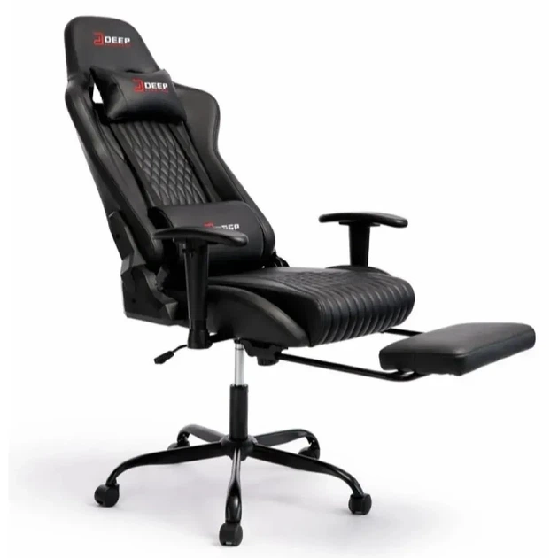 Кресло геймерское игровое Bonro 1002G чёрное с подставкой для ног (42412609) - изображение 4