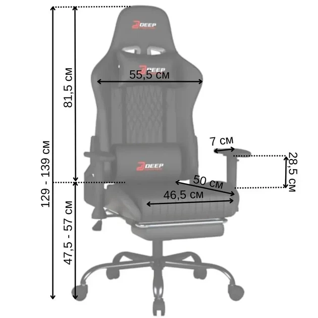 Кресло геймерское игровое Bonro 1002G чёрное с подставкой для ног (42412609) - изображение 8