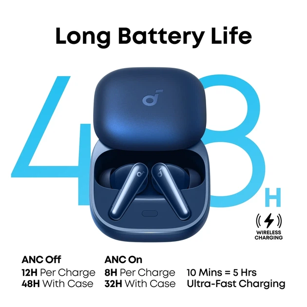 Бездротові навушники Anker Soundcore Liberty 5, Blue, ANC 3.0, Hi-Res, 48H, IP55, Dolby audio, Multipoint, LDAC, Bluetooth 5.4 - зображення 2