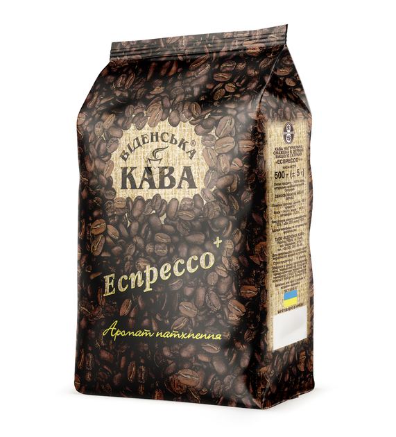 Кофе в зернах Віденська кава Espresso+ зерно 500 г - Фото 1 Кофе в зернах Віденська кава Espresso+ зерно 500 г - изображение 1