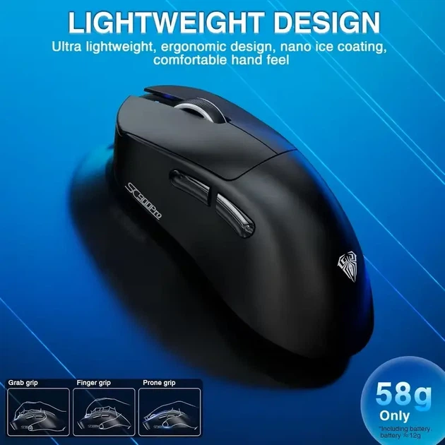 AULA SC800 игровая беспроводная мышь, легкая, точная, Dual-Mode (черная) - изображение 4