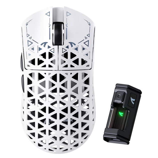 Игровая беспроводная мышка ATTACK SHARK R5 Ultra White (PAW3950MAX, 8000 Гц, 39 г, 2.4G/Bluetooth/USB-C) - Фото 1 Игровая беспроводная мышка ATTACK SHARK R5 Ultra White (PAW3950MAX, 8000 Гц, 39 г, 2.4G/Bluetooth/USB-C) - изображение 1