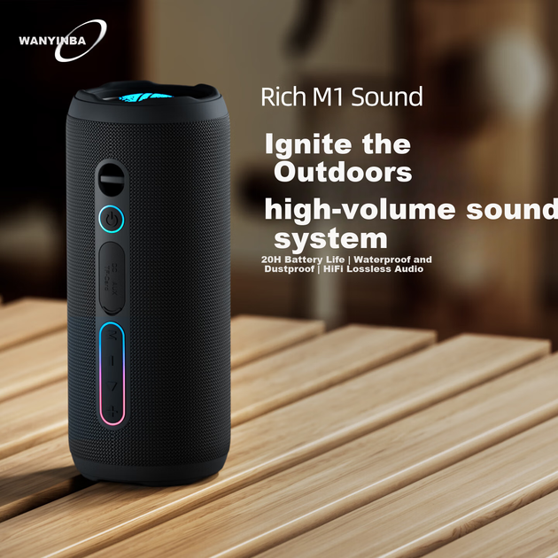 Беспроводная Bluetooth-колонка WANYINBAM1, портативная, для улицы, с высокой громкостью, высоким качеством звука, водонепроницаемая, для автомобилей и велосипедов, сабвуфер. - изображение 4